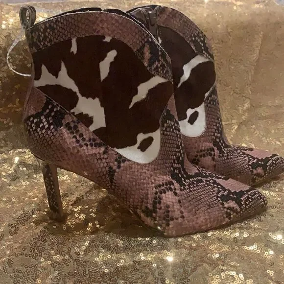 Gianni Bini Ezlee Snake Cow Print Ankle Boots & Booties